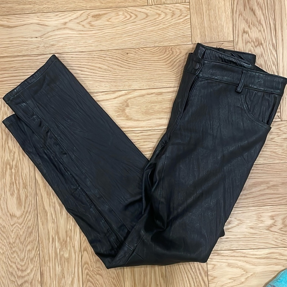 Black leather jeans